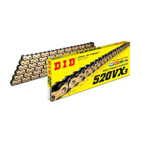 D.I.D VX3 X-RING 520 CHAIN - 120 LINKS GOLD