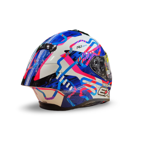 SCORPION EXO-R1 EVO II AIR CORNERING WHITE BLUE PINK