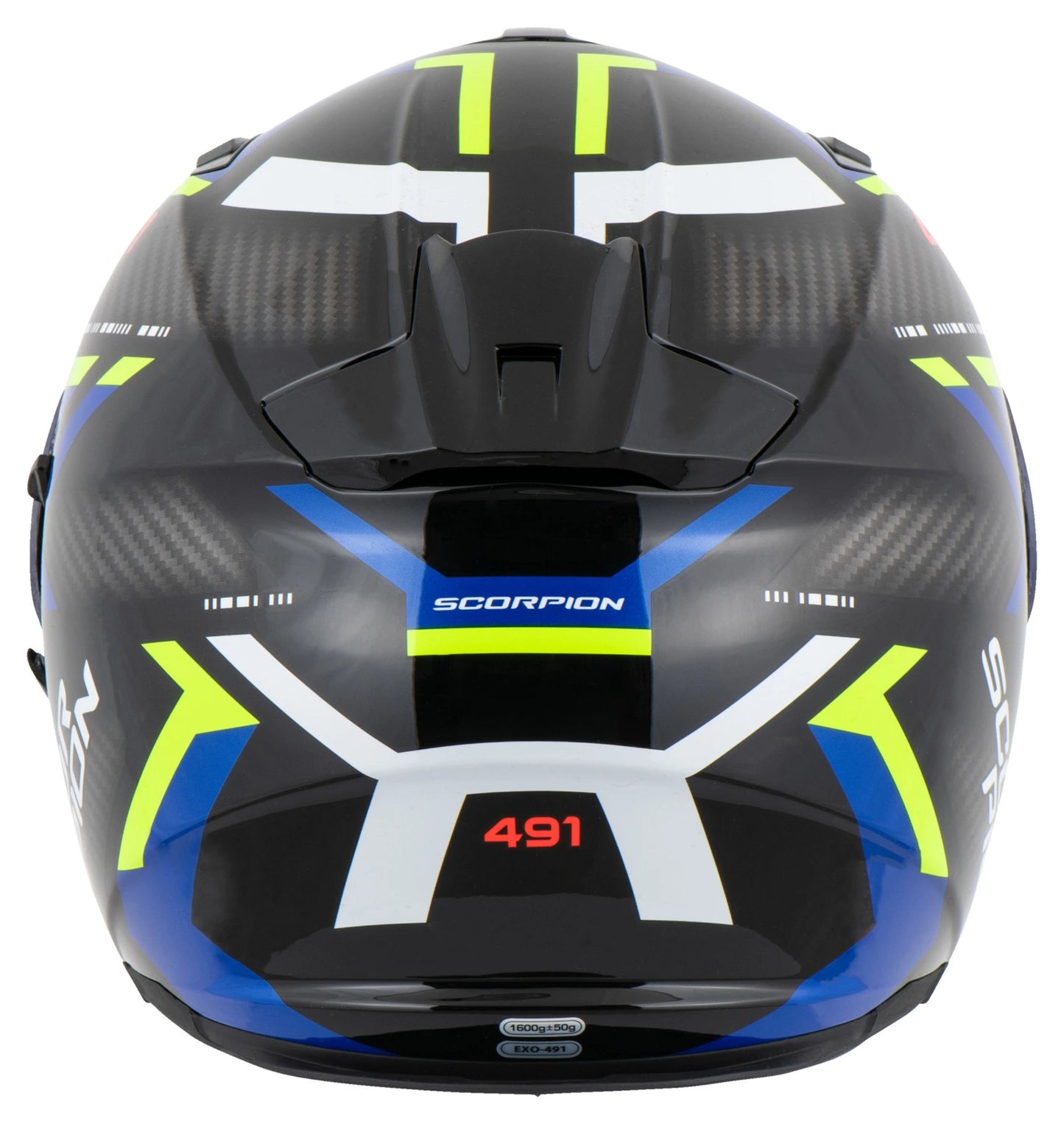 Scorpion EXO-491 Spin Glossy Black Blue Yellow Helmet