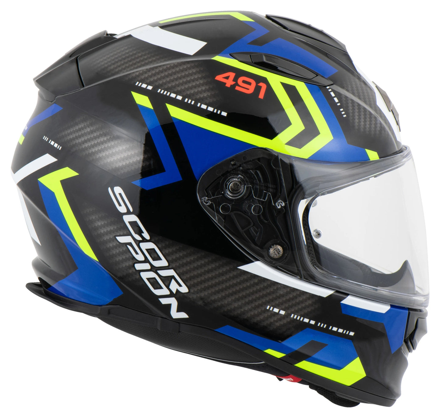 Scorpion EXO-491 Spin Glossy Black Blue Yellow Helmet