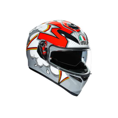 AGV K3 SV Bubble Grey White Red Helmet