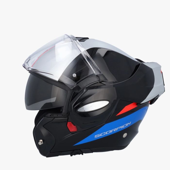 Scorpion EXO-Tech Evo Forza Glossy Black Silver Red Helmet